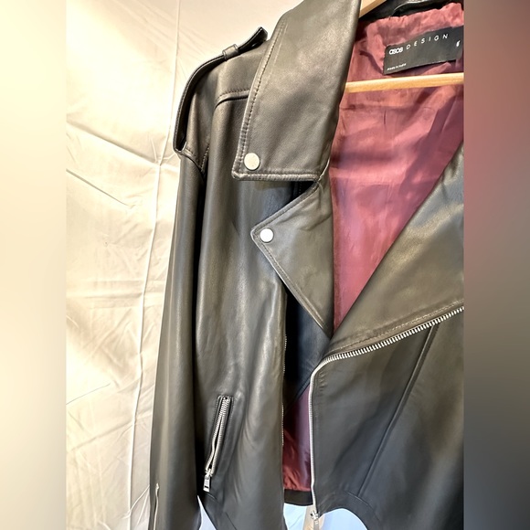 ASOS - Black Leather Motorcycle Jacket, Men’s 4XL (2XL) - Picture 4 of 14